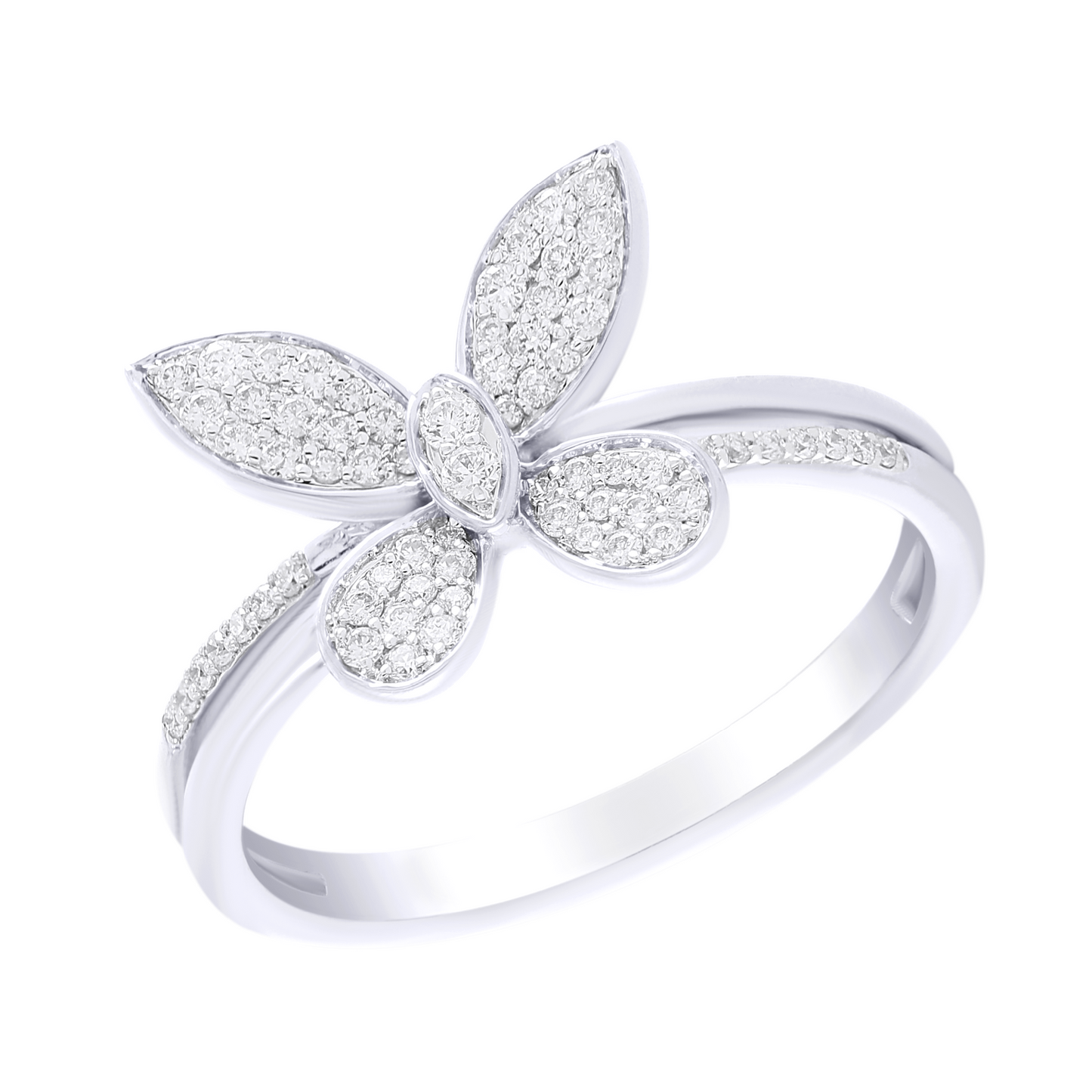 14K Gold Diamond Butterfly Ring