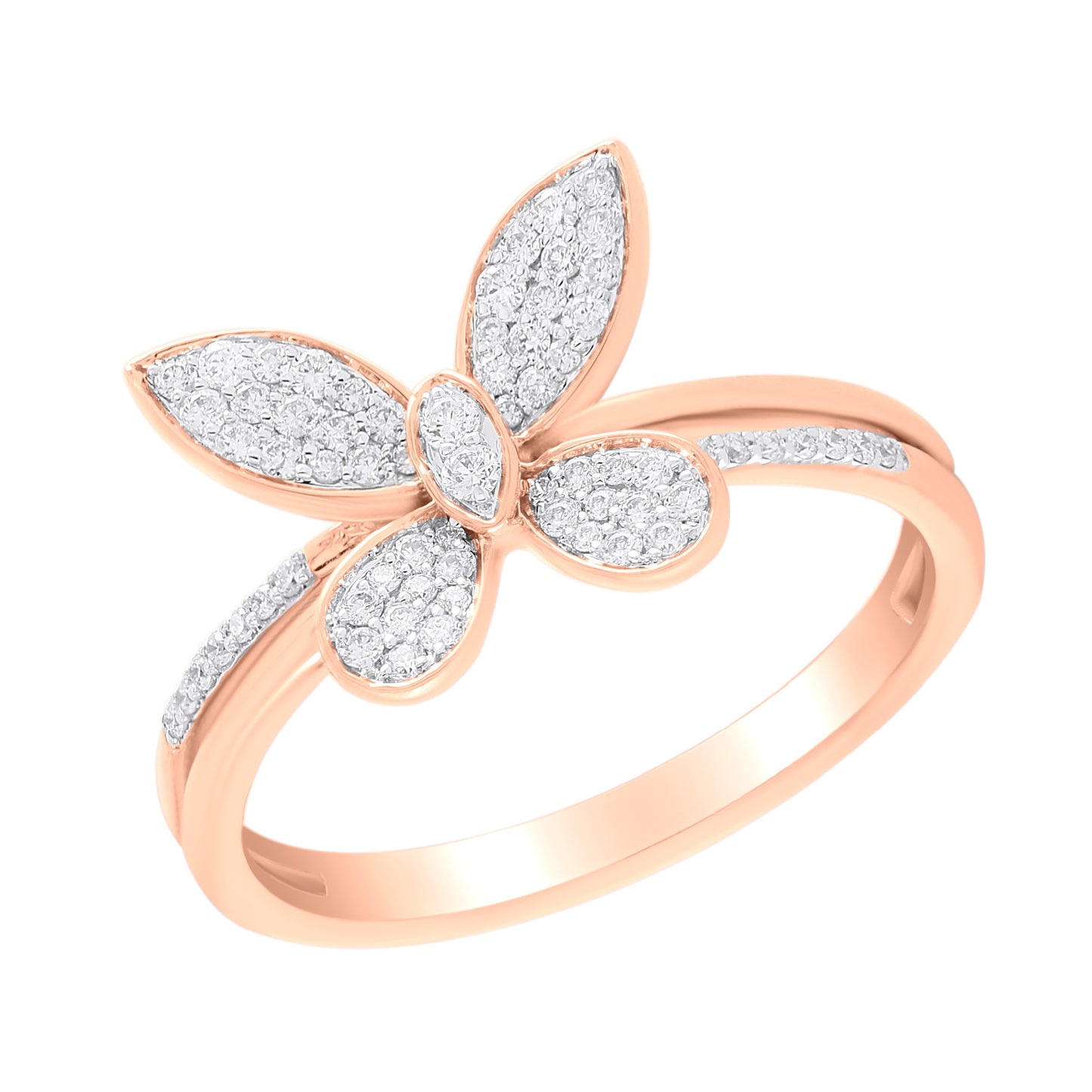 14K Gold Diamond Butterfly Ring