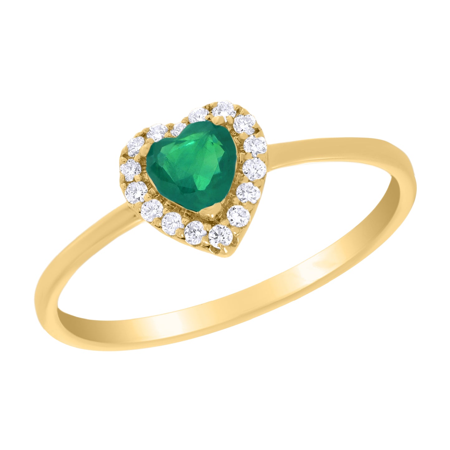 Color Stone and Diamond Heart Ring