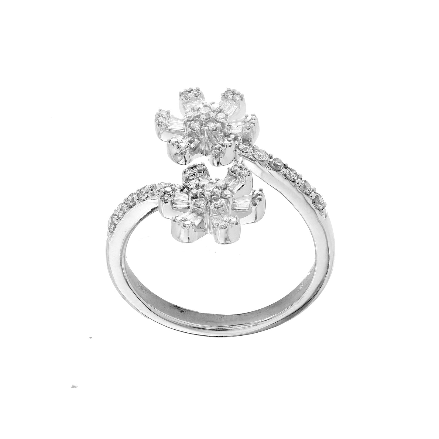 Double Flower YOU AND ME Diamond Ring 14K Gold