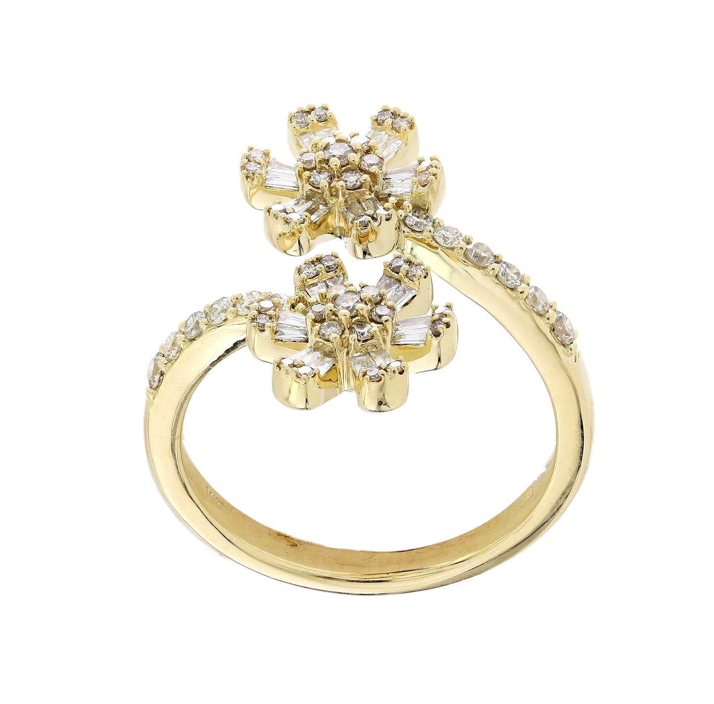 Double Flower YOU AND ME Diamond Ring 14K Gold