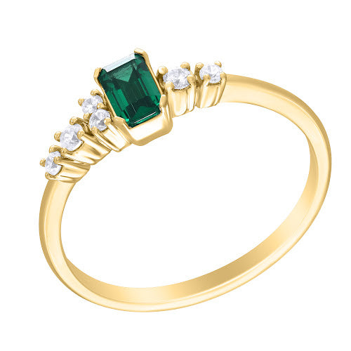Rectangular Gemstone Ring with Diamonds