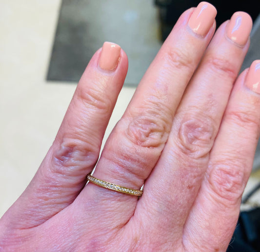 Thin Channel Pave Diamond Band