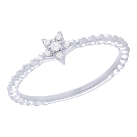 Diamond Star Ring on Caviar Band
