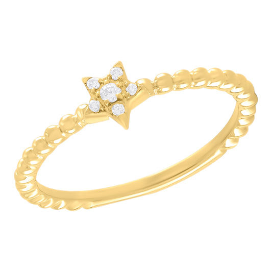 Diamond Star Ring on Caviar Band