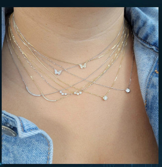 Whisper Tiny Trio Diamond Bezel Necklace