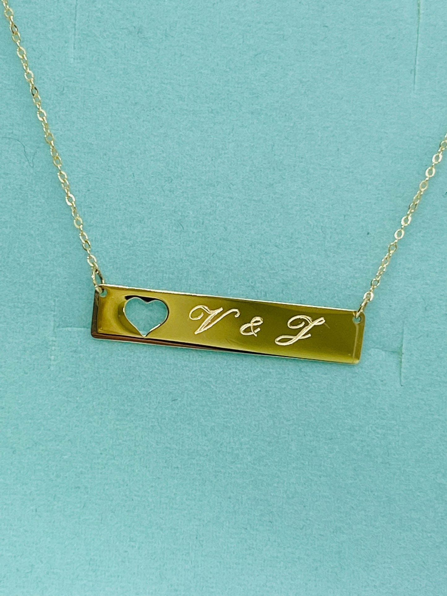 Engravable Plate with Carved-Out Heart Necklace