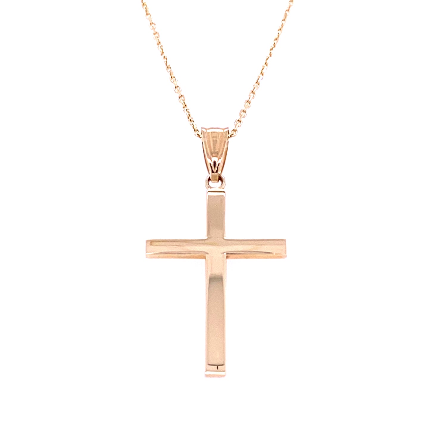 Large Plain Flat Cross 14k Yellow Gold