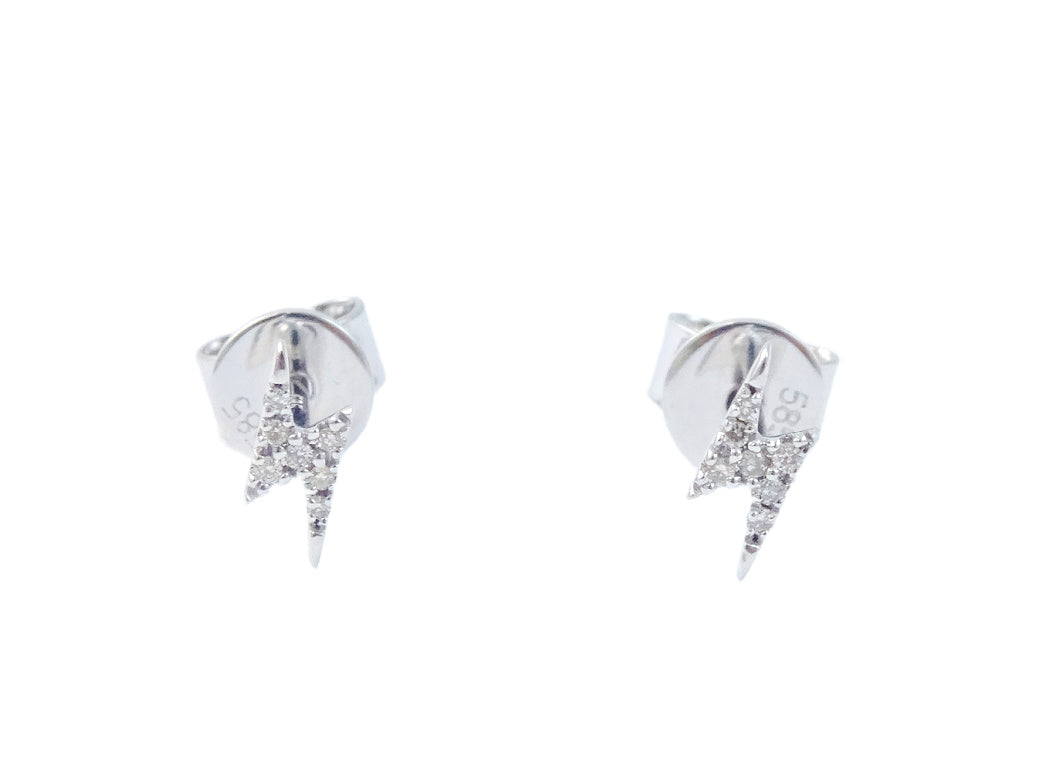Mini Lighting Bolt Diamond Earrings 14K Gold