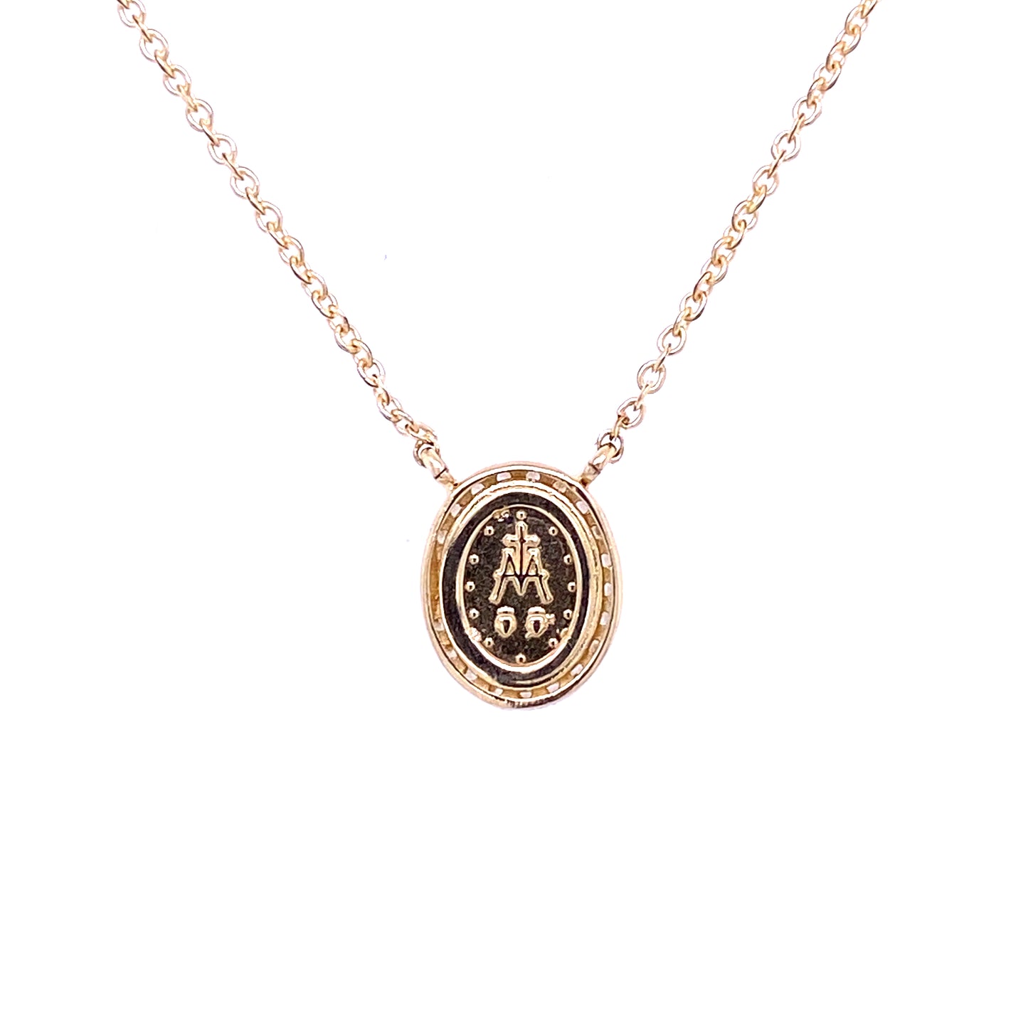 Miniature Guadalupe/Miraculous Medal with CZ Necklace