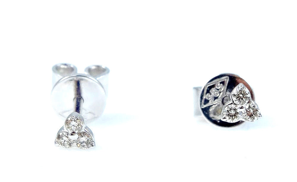 Miniature Trio Diamond Earrings 14K Gold