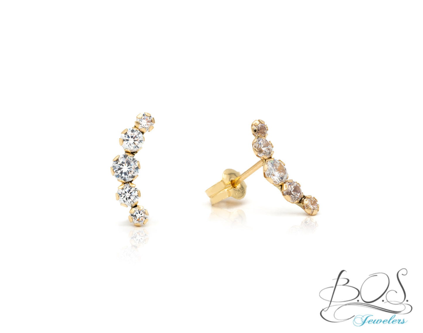 Crawler Earring Cubic Zirconia 14KY Gold