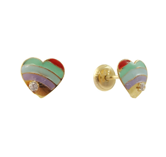Rainbow Heart with Cubic Zirconia Baby Earring