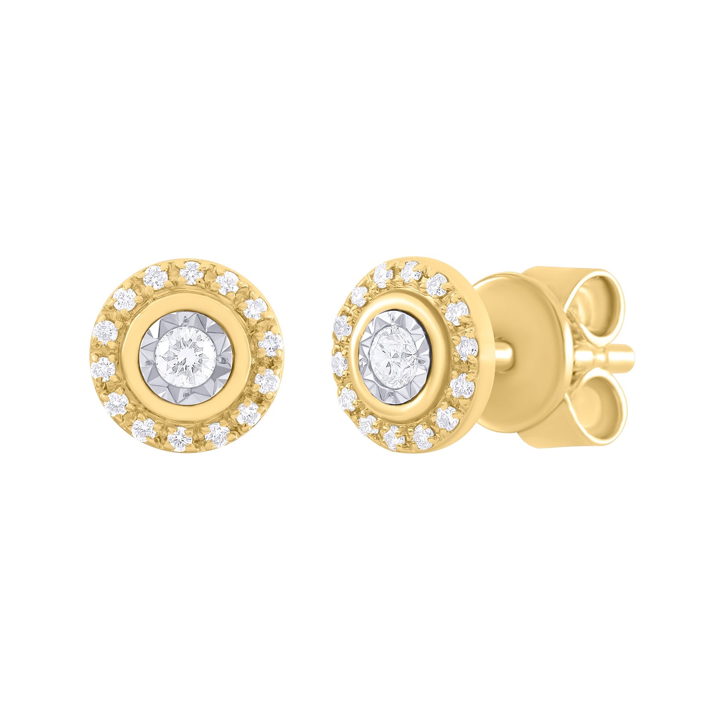 Diamond Halo Stud 14K Gold