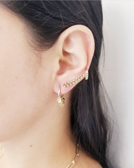 Miniature Chain Link Huggie Hoop Earrings