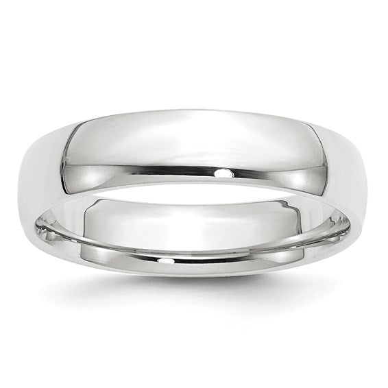 Half Round Traditional Comfort Fit Wedding Band 14K White Gold