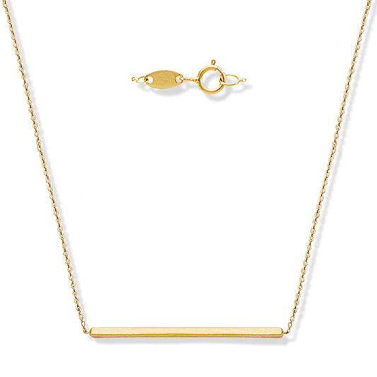 Single Bar Necklace Crafted in Solid 14K Yellow Gold