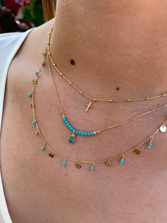 Miniature Cross on Beaded Necklace