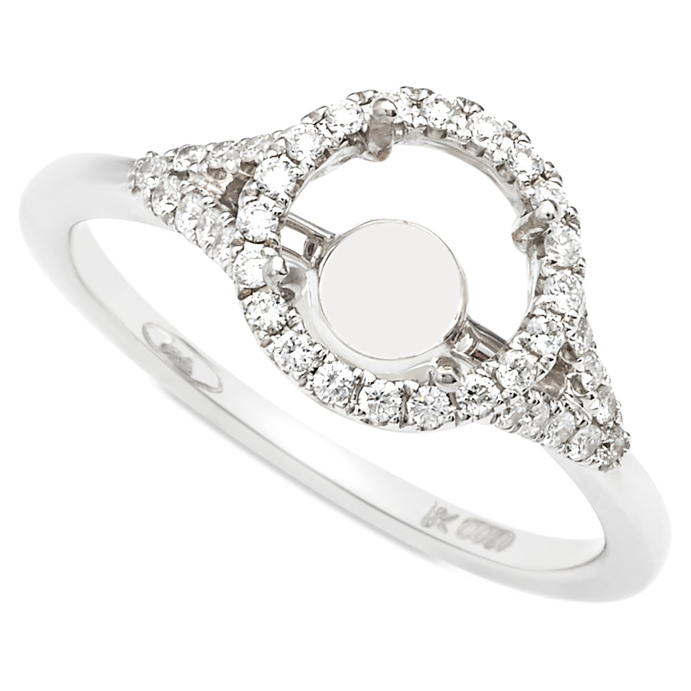 Sylph Halo Petite Diamond Engagement Ring 18K White Gold