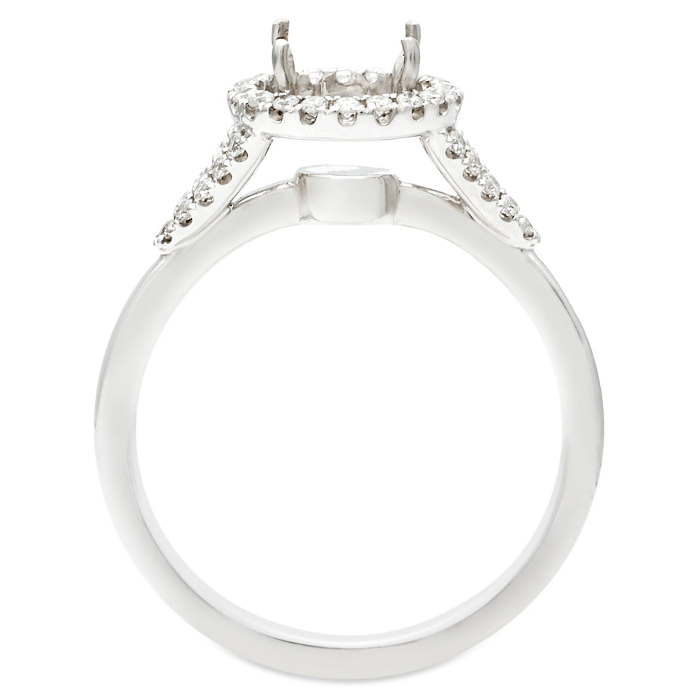 Sylph Halo Petite Diamond Engagement Ring 18K White Gold