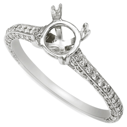Svelte Micro Pave Detail Diamond Engagement Ring Setting 14K White Gold