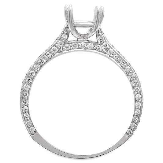 Svelte Micro Pave Detail Diamond Engagement Ring Setting 14K White Gold