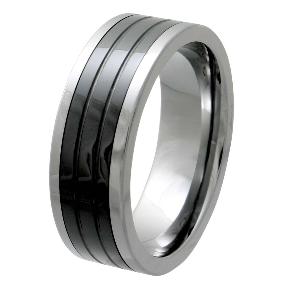 Men's Tungsten & Ceramic Inlay 8mm Wedding Band