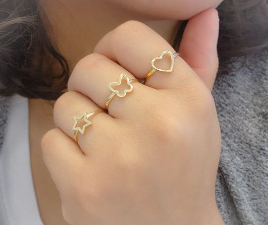 Open Heart Sillouette Ring