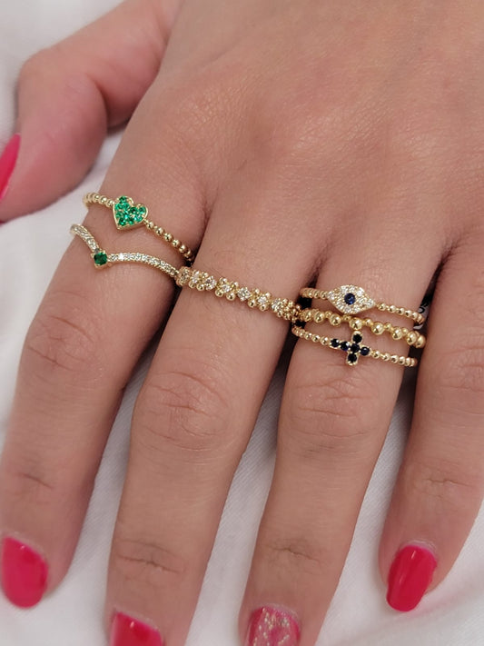 Miniature Diamond Evil Eye Gold Ring