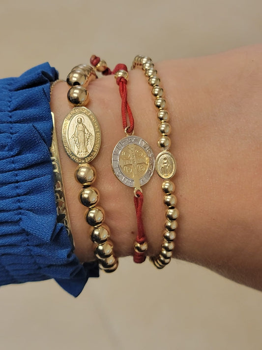 Miraculous Gold Filled Elastic Bracelet 8X6mm