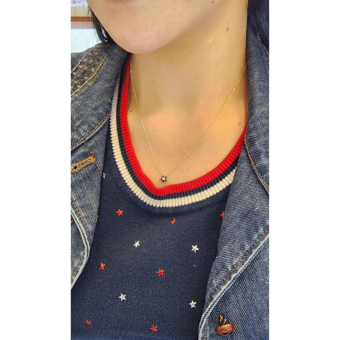 Color Stone and Diamond Necklace 14K Gold