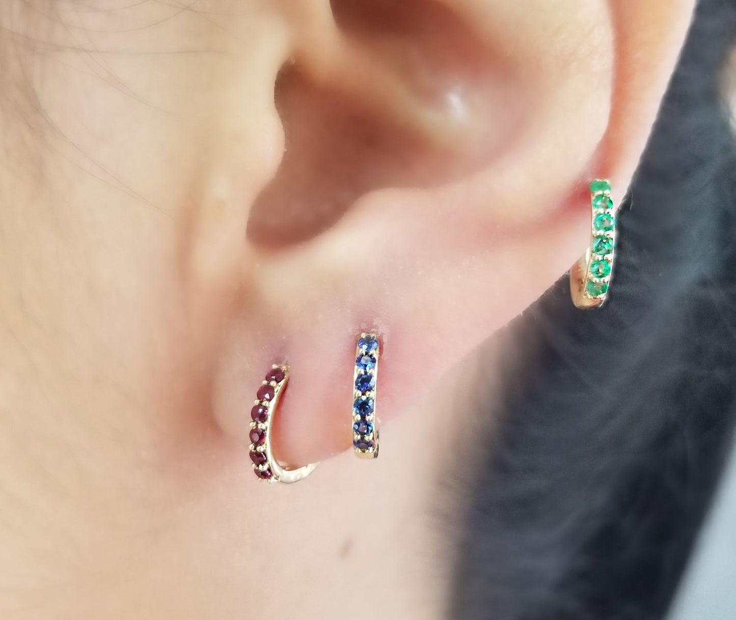 Huggie Earring with Precious Gems