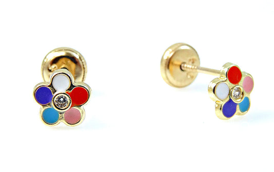 Rainbow Enamel Flower Earrings