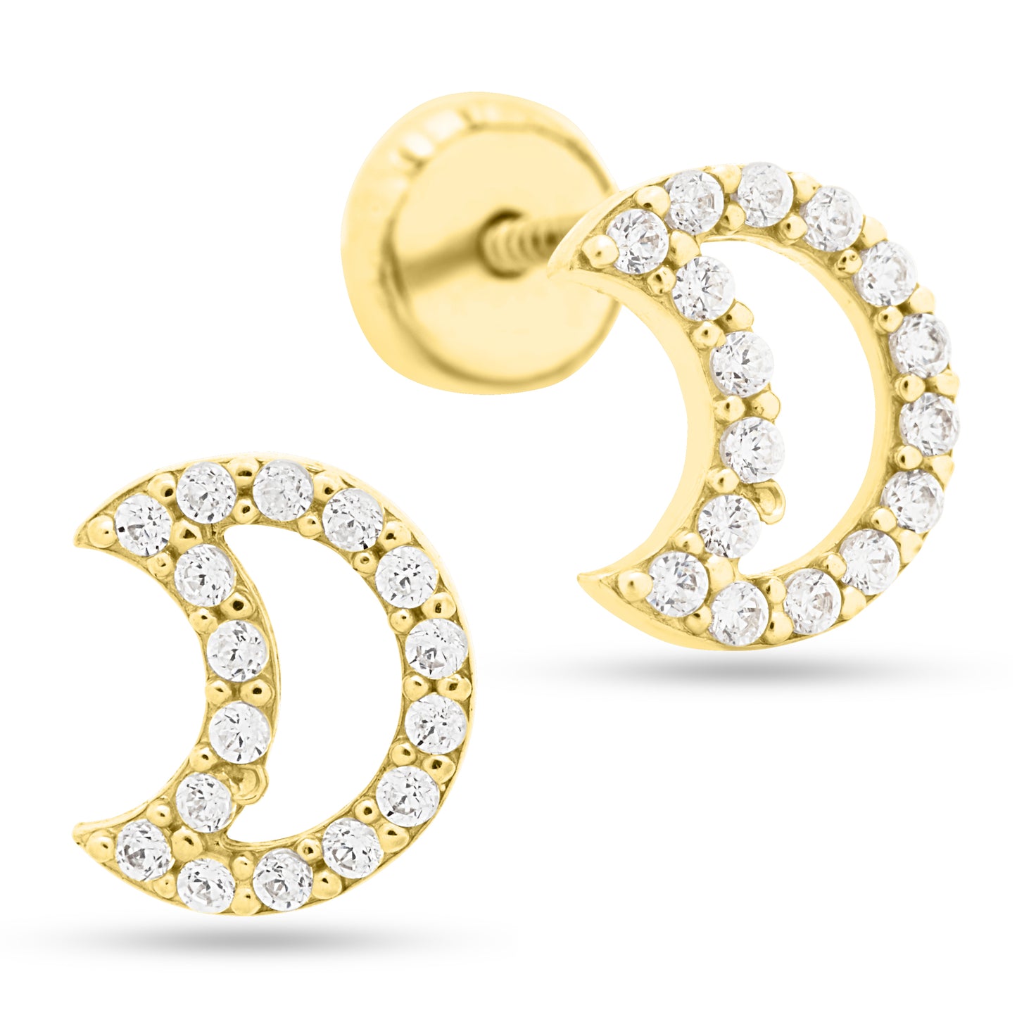 Open Moon Cubic Zirconia Earrings