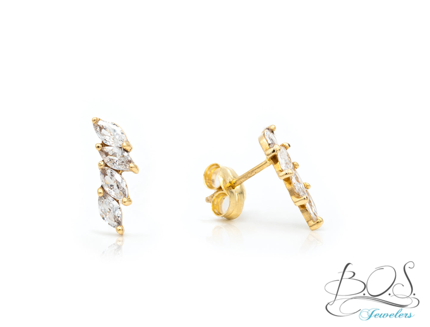 Four-Stone Marquisse Cut C/Z Earrings 14K Gold