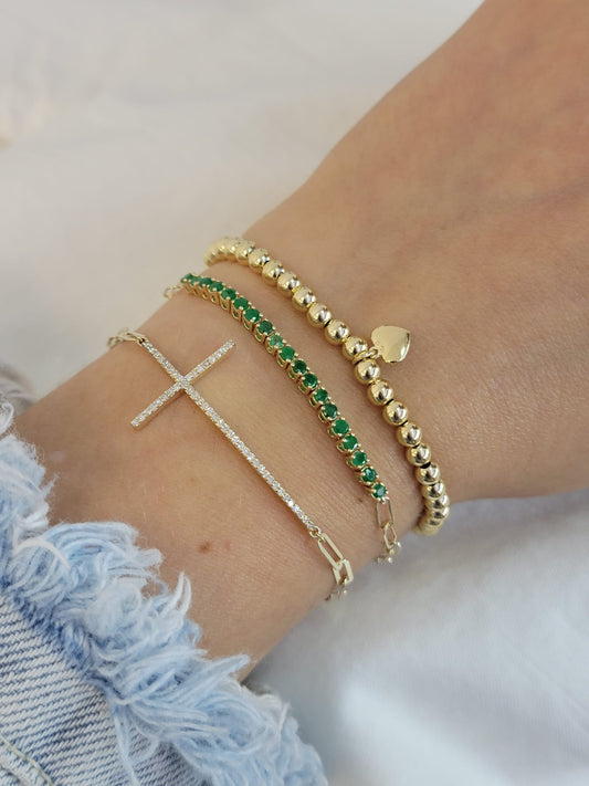 Heart Charm Elastic Gold Filled Bracelet