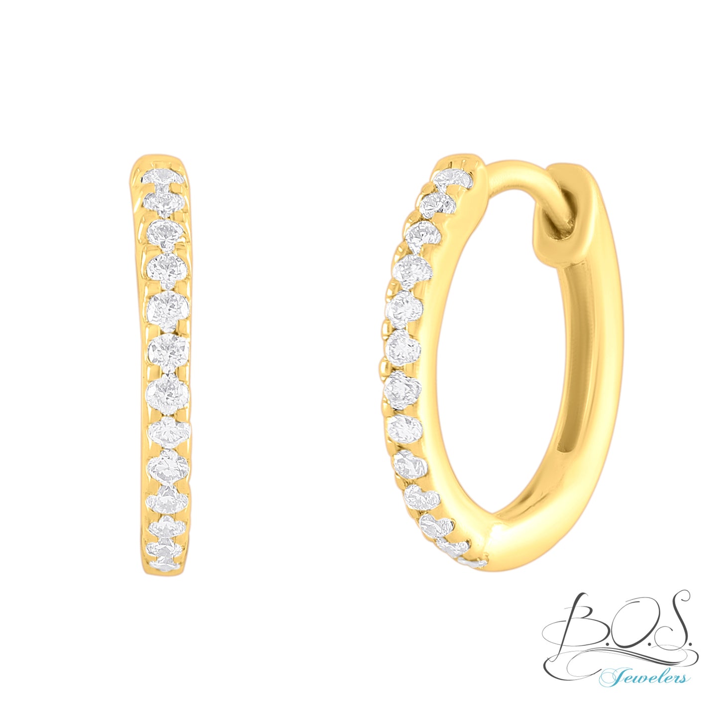 Diamond Huggie Earring 11mm Diameter 14K Gold
