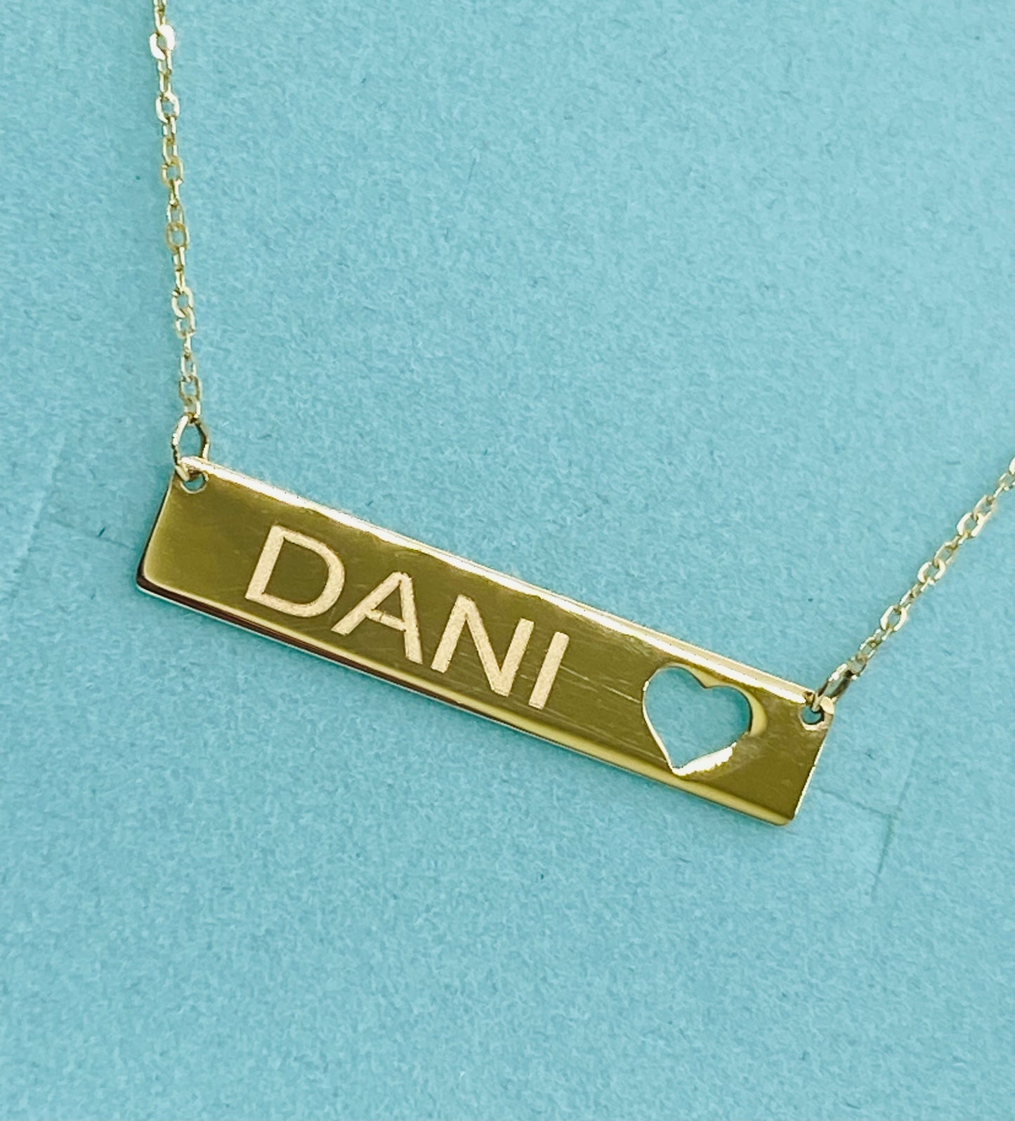 Engravable Plate with Carved-Out Heart Necklace