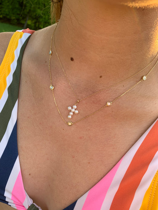 Fresh Water Pearl 4mm Cross on Wire