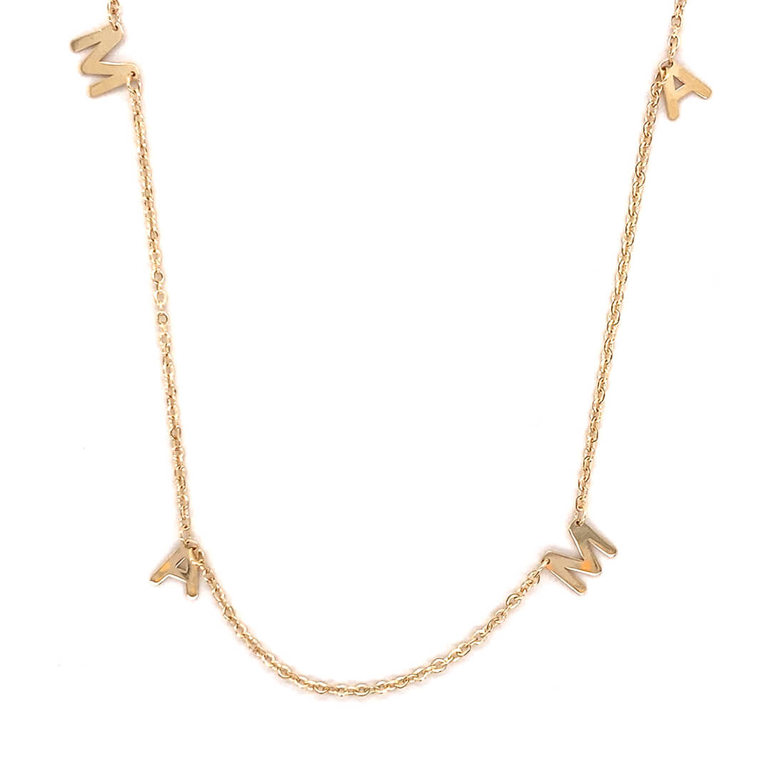 Mama Initial Necklace 14 Karat Yellow Gold