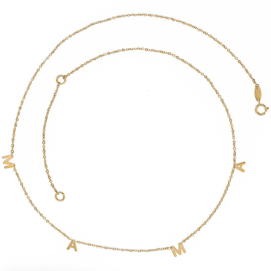 Mama Initial Necklace 14 Karat Yellow Gold