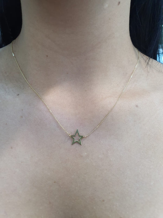 Single Open Star Gold Necklace