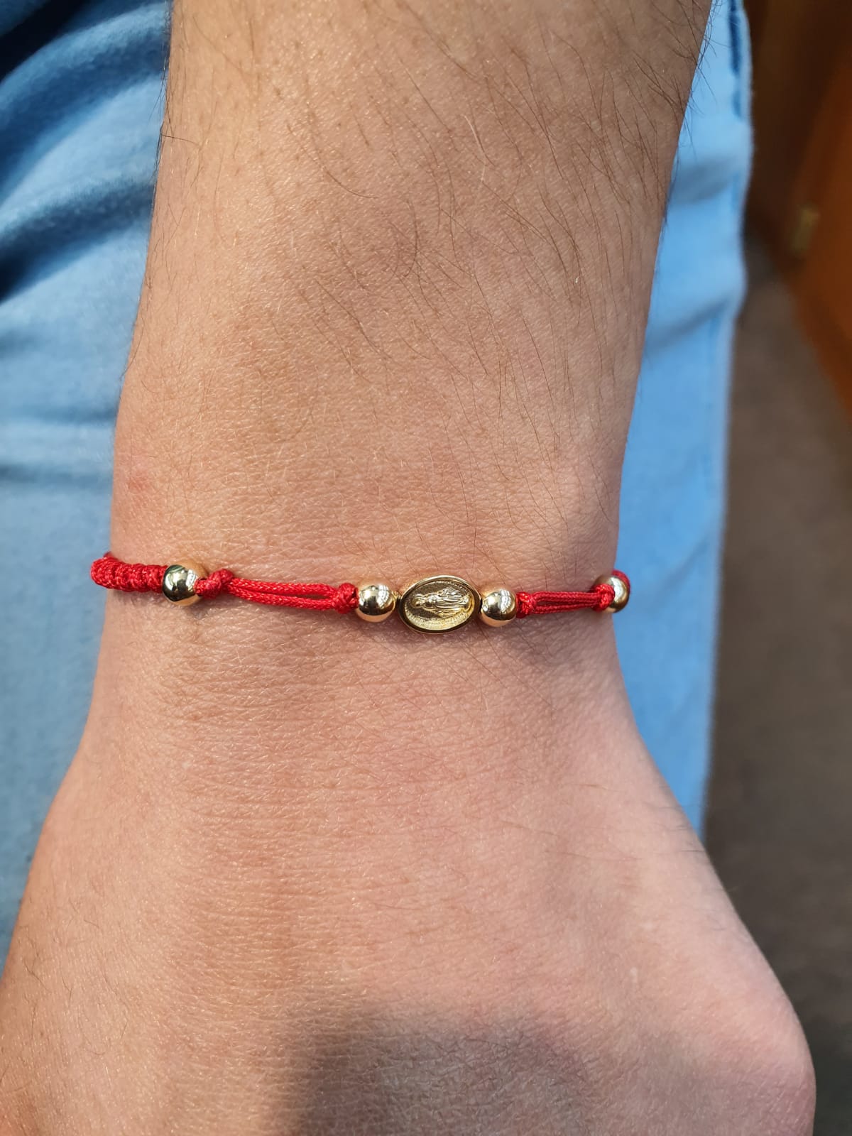 Miraculous or Guadalupe small Medal Macrame Bracelet