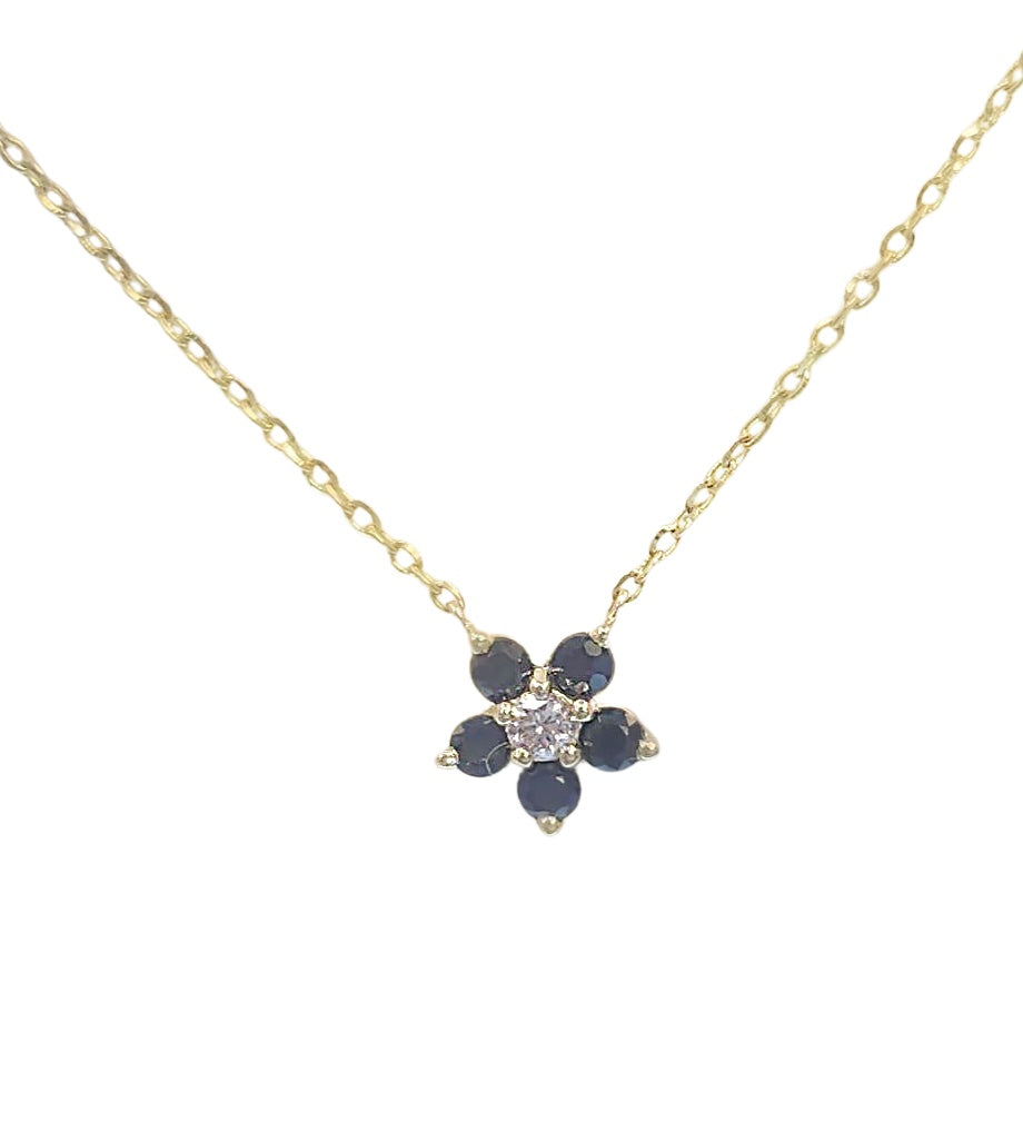 Color Stone and Diamond Necklace 14K Gold