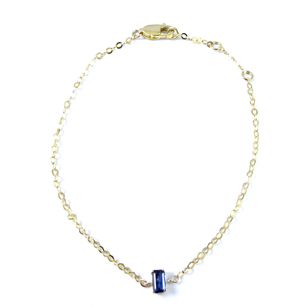 Emerald Cut Gemstone 14K Gold Bracelet