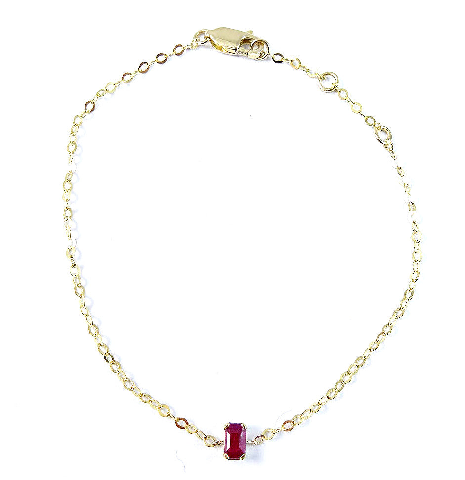 Emerald Cut Gemstone 14K Gold Bracelet