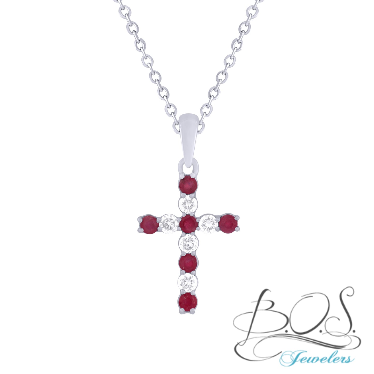 Diamond/Ruby, Emerald, Blue Sapphire Cross 14K Gold