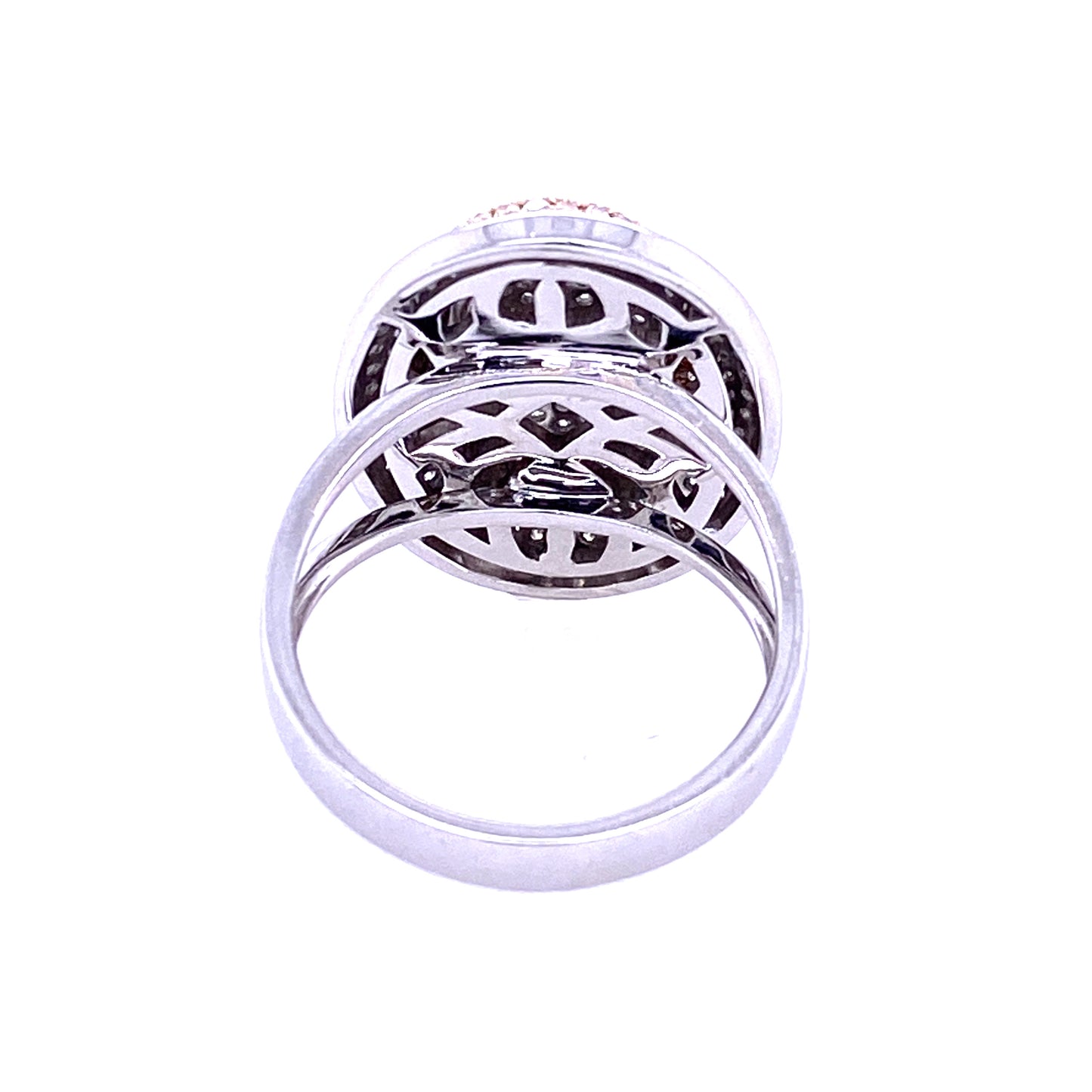 Diamond Micro Pave Oval Fancy Cocktail Ring 14K Two -Tone Gold