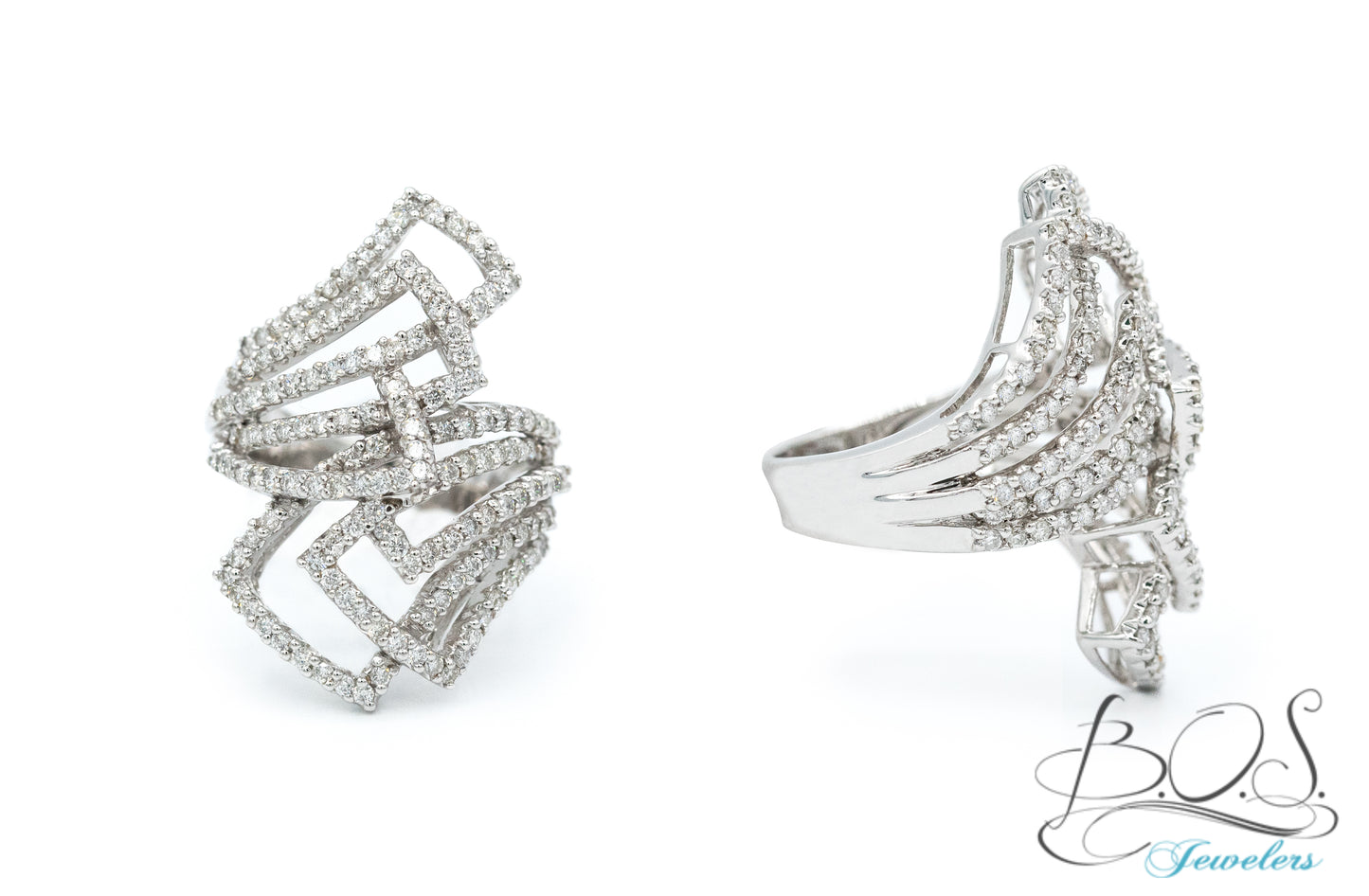 Pointer Finger Diamond Ring 14K White Gold