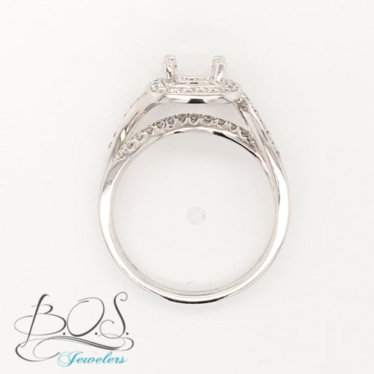 18K Cushion Halo Channel Pave Infinity Engagement Ring